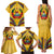 Mozambique Family Matching Tank Maxi Dress and Hawaiian Shirt with Yellow Red Green Swirl Design and Independence Day - Wonder Print Shop