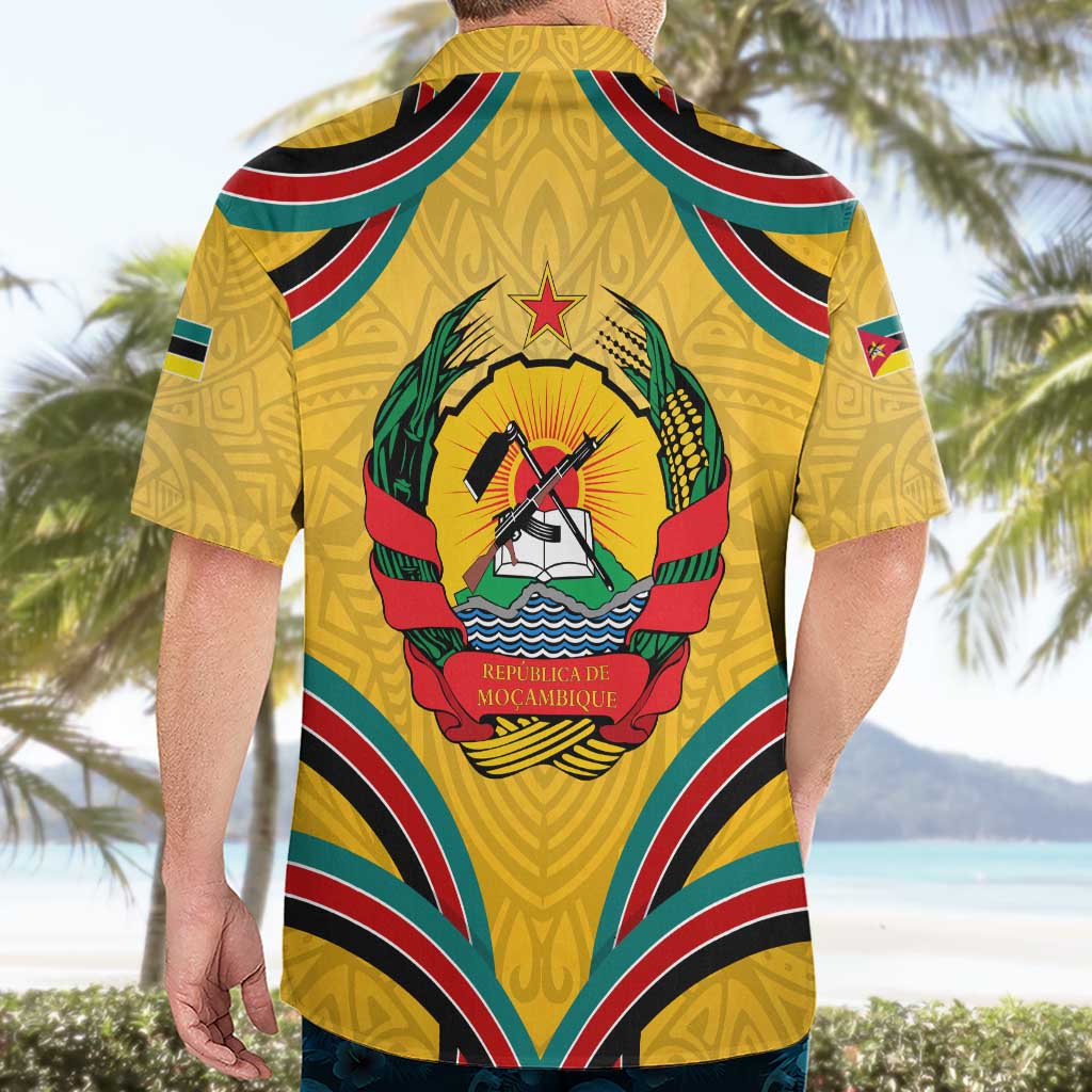 Mozambique Hawaiian Shirt with Yellow Red Green Swirl Design and Independence Day - Wonder Print Shop