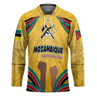Mozambique Hockey Jersey with Yellow Red Green Swirl Design and Independence Day - Wonder Print Shop
