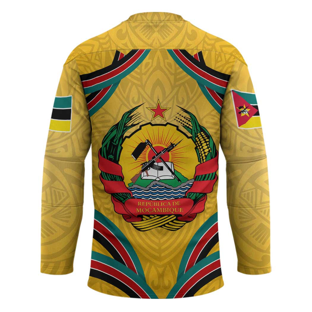 Mozambique Hockey Jersey with Yellow Red Green Swirl Design and Independence Day - Wonder Print Shop