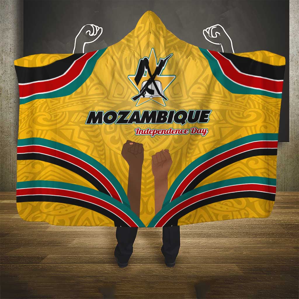 Mozambique Hooded Blanket with Yellow Red Green Swirl Design and Independence Day - Wonder Print Shop