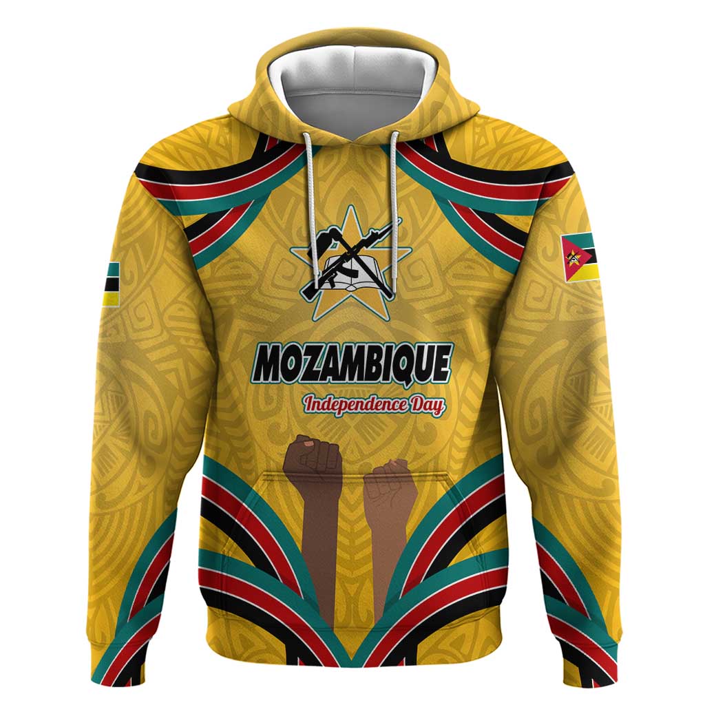 Mozambique Hoodie with Yellow Red Green Swirl Design and Independence Day - Wonder Print Shop