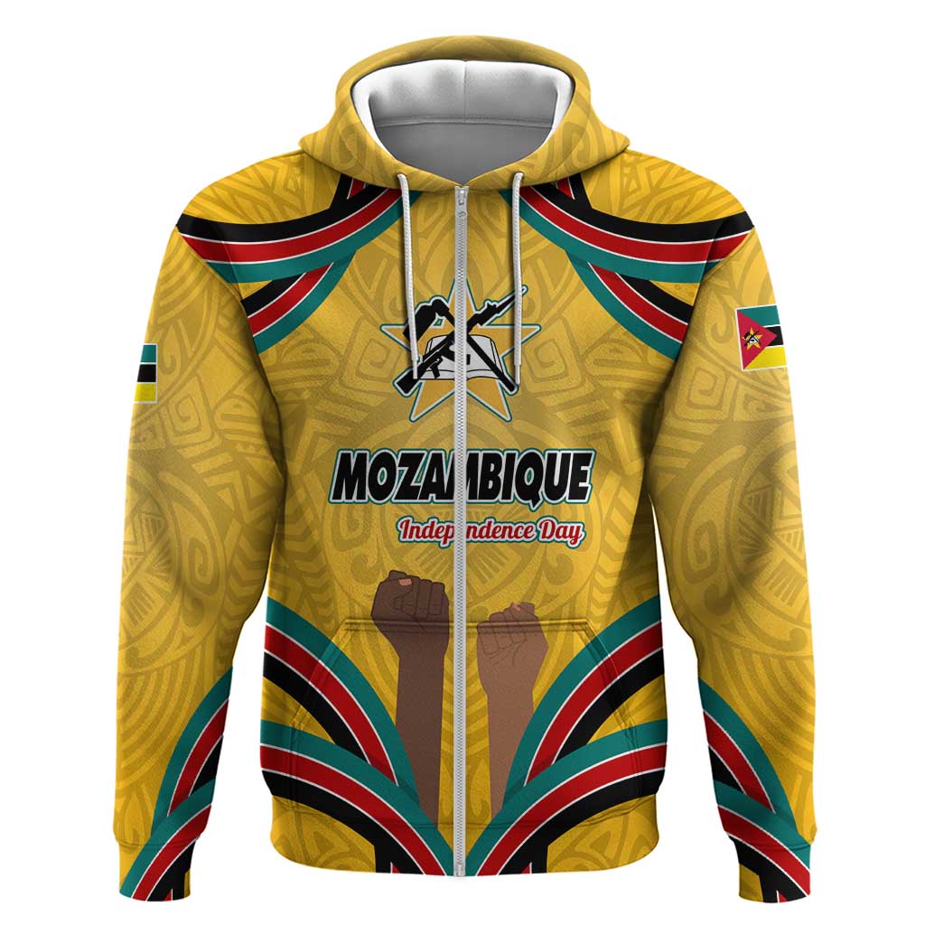 Mozambique Hoodie with Yellow Red Green Swirl Design and Independence Day - Wonder Print Shop