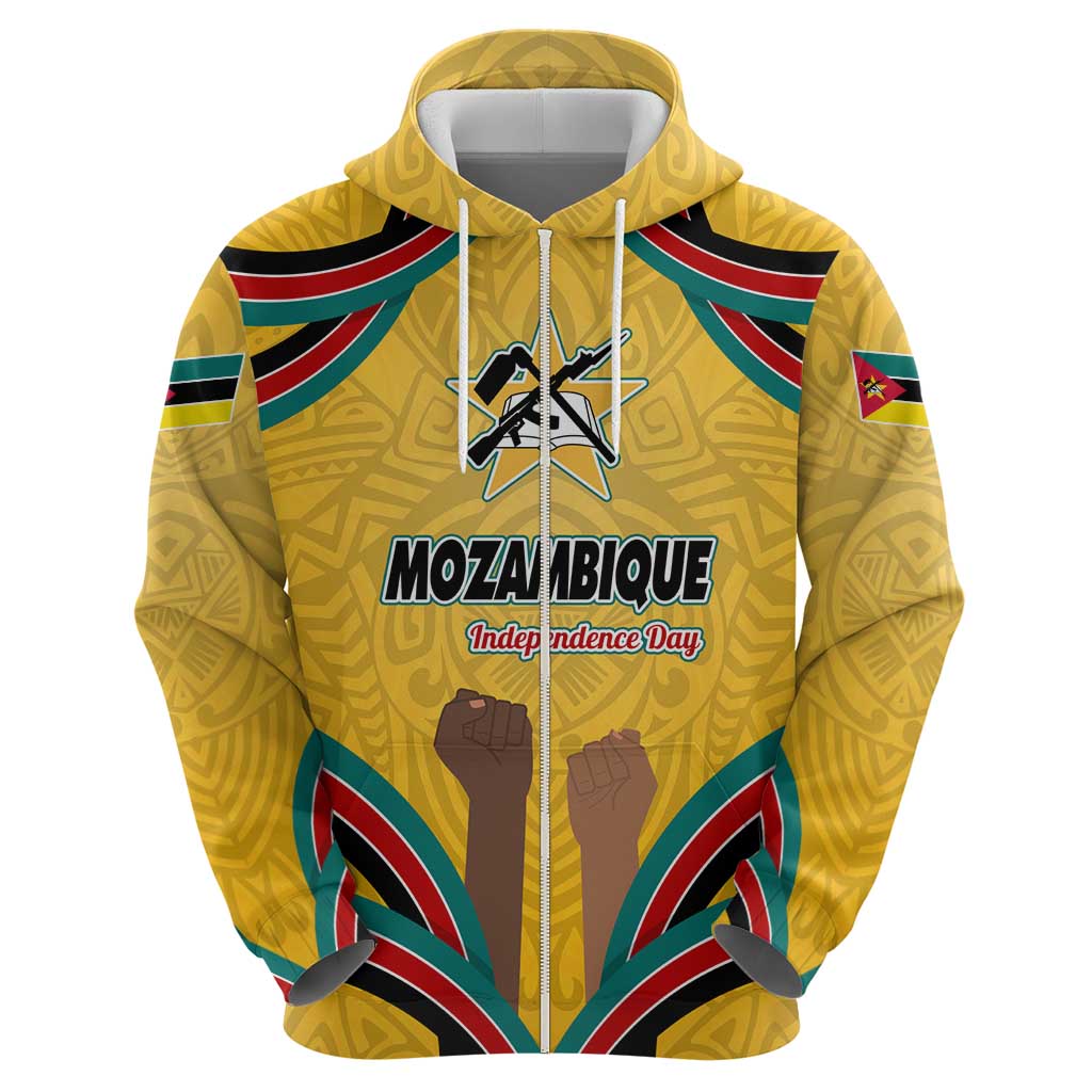 Mozambique Hoodie with Yellow Red Green Swirl Design and Independence Day - Wonder Print Shop