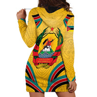 Mozambique Hoodie Dress with Yellow Red Green Swirl Design and Independence Day - Wonder Print Shop