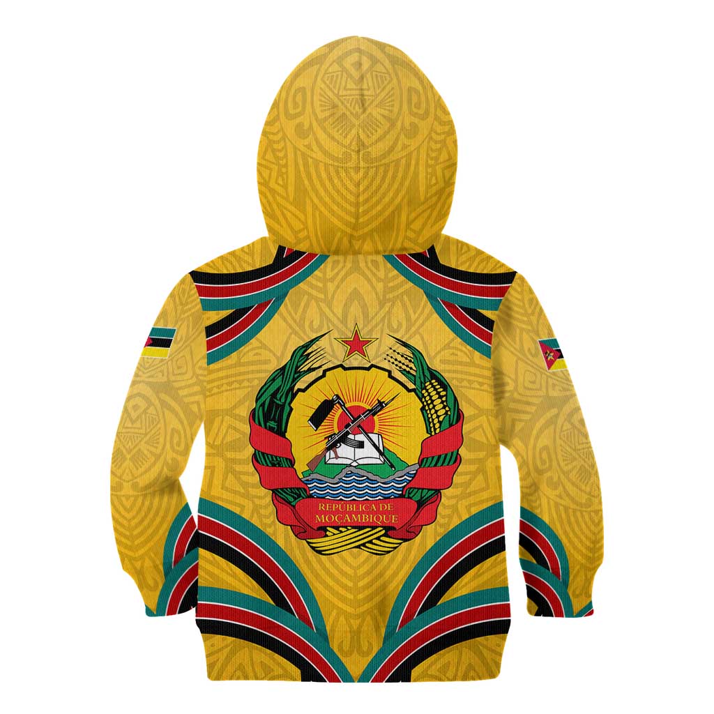 Mozambique Kid Hoodie with Yellow Red Green Swirl Design and Independence Day - Wonder Print Shop