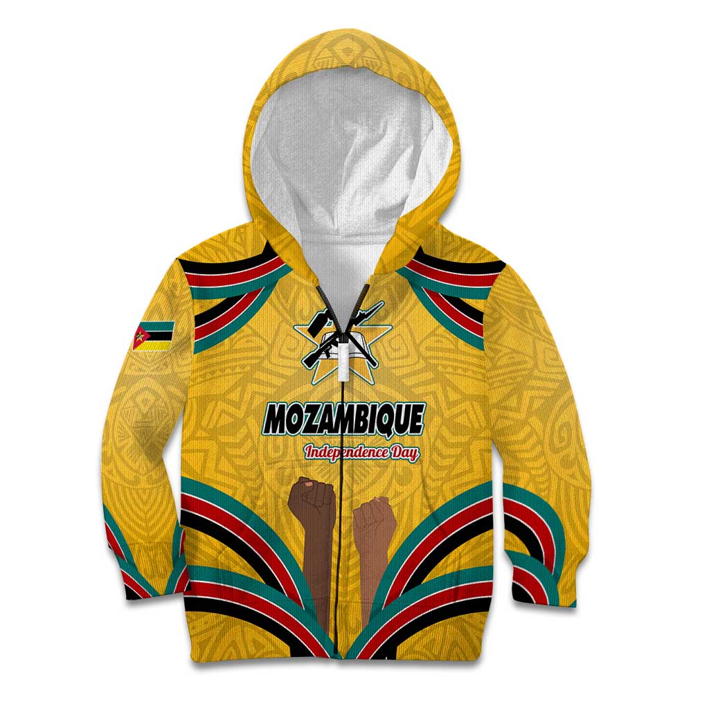 Mozambique Kid Hoodie with Yellow Red Green Swirl Design and Independence Day - Wonder Print Shop