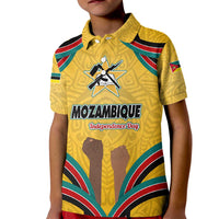 Mozambique Kid Polo Shirt with Yellow Red Green Swirl Design and Independence Day - Wonder Print Shop