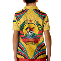 Mozambique Kid Polo Shirt with Yellow Red Green Swirl Design and Independence Day - Wonder Print Shop