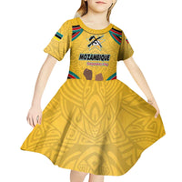 Mozambique Kid Short Sleeve Dress with Yellow Red Green Swirl Design and Independence Day - Wonder Print Shop