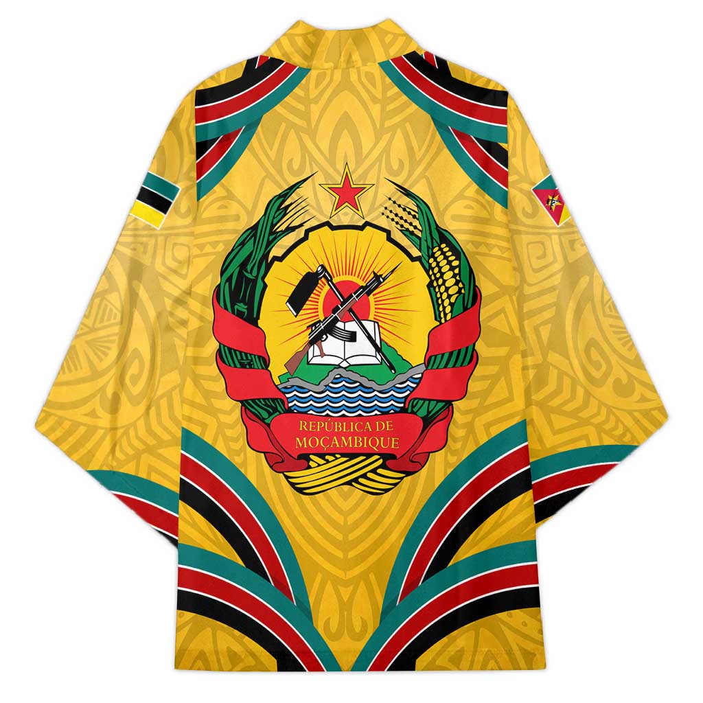Mozambique Kimono with Yellow Red Green Swirl Design and Independence Day - Wonder Print Shop