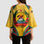 Mozambique Kimono Sleeve Blouse with Yellow Red Green Swirl Design and Independence Day - Wonder Print Shop