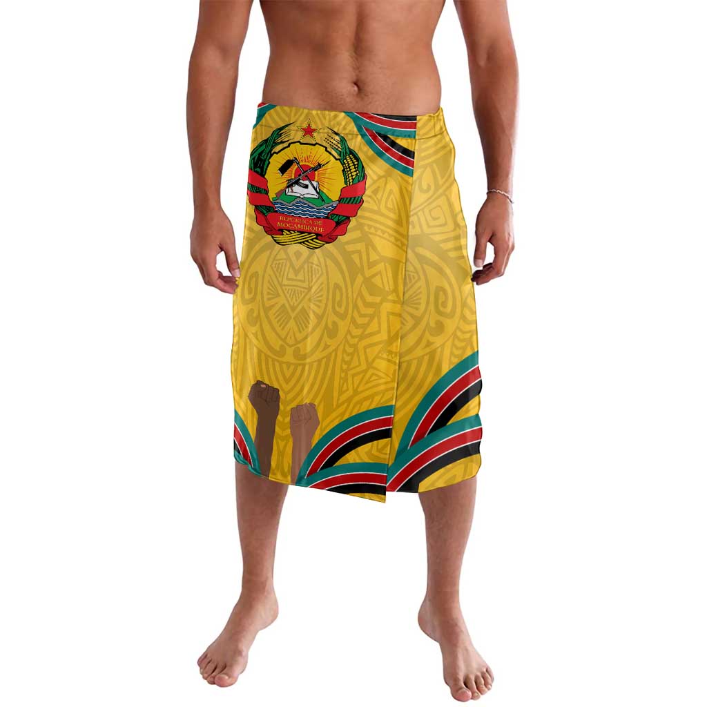 Mozambique Lavalava with Yellow Red Green Swirl Design and Independence Day - Wonder Print Shop