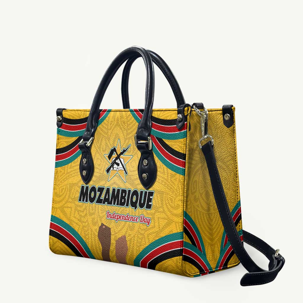 Mozambique Leather Bag with Yellow Red Green Swirl Design and Independence Day - Wonder Print Shop