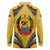 Mozambique Long Sleeve Polo Shirt with Yellow Red Green Swirl Design and Independence Day - Wonder Print Shop