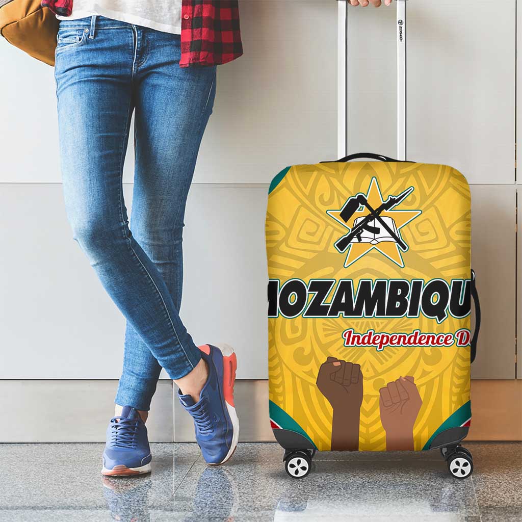 Mozambique Luggage Cover with Yellow Red Green Swirl Design and Independence Day - Wonder Print Shop