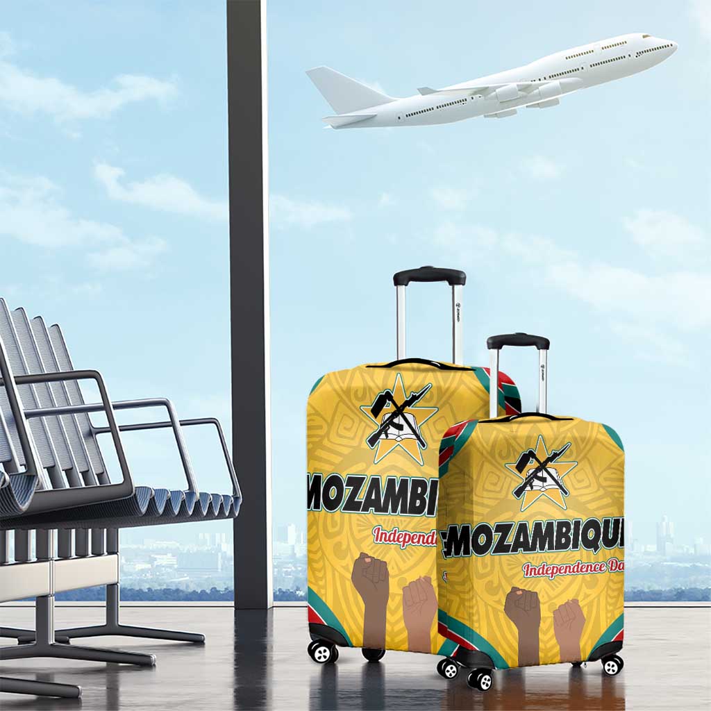 Mozambique Luggage Cover with Yellow Red Green Swirl Design and Independence Day - Wonder Print Shop