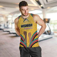 Mozambique Men Tank Top with Yellow Red Green Swirl Design and Independence Day - Wonder Print Shop