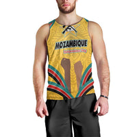 Mozambique Men Tank Top with Yellow Red Green Swirl Design and Independence Day - Wonder Print Shop
