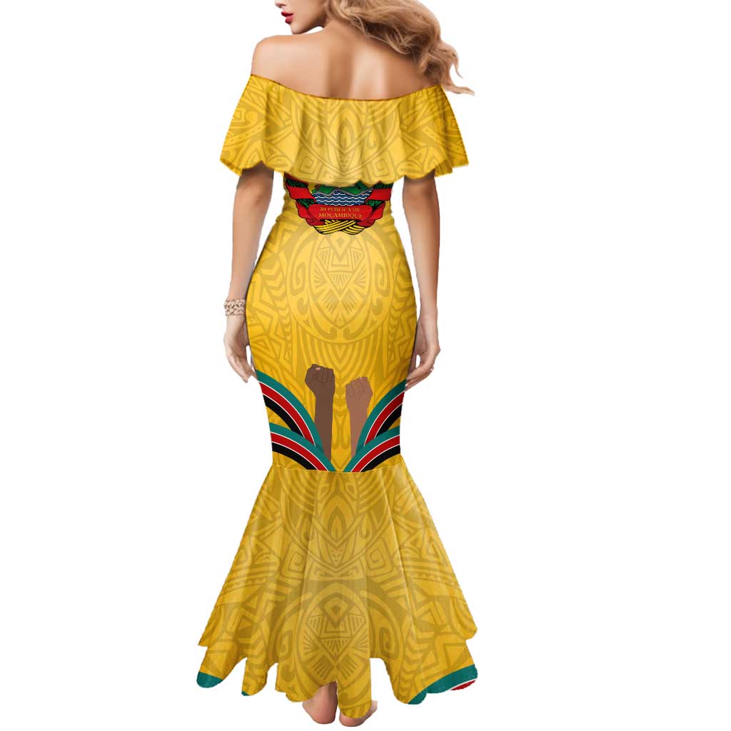 Mozambique Mermaid Dress with Yellow Red Green Swirl Design and Independence Day - Wonder Print Shop