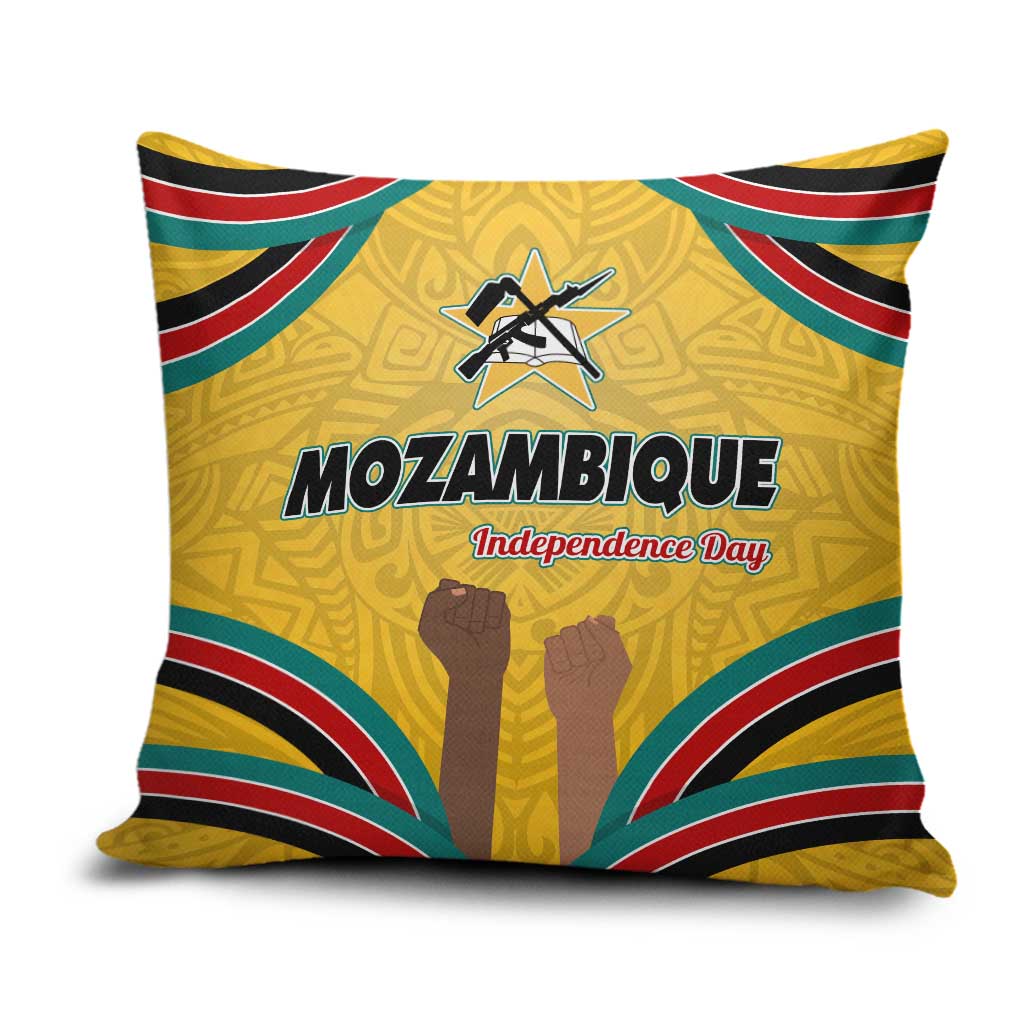 Mozambique Pillow Cover with Yellow Red Green Swirl Design and Independence Day - Wonder Print Shop
