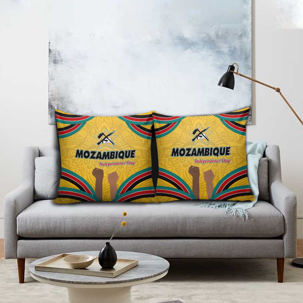 Mozambique Pillow Cover with Yellow Red Green Swirl Design and Independence Day - Wonder Print Shop