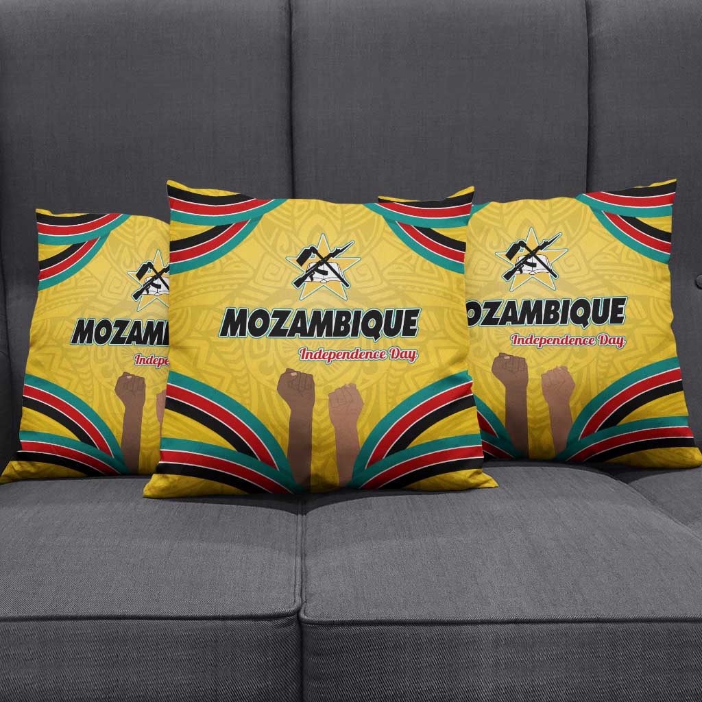 Mozambique Pillow Cover with Yellow Red Green Swirl Design and Independence Day - Wonder Print Shop