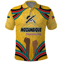 Mozambique Polo Shirt with Yellow Red Green Swirl Design and Independence Day - Wonder Print Shop