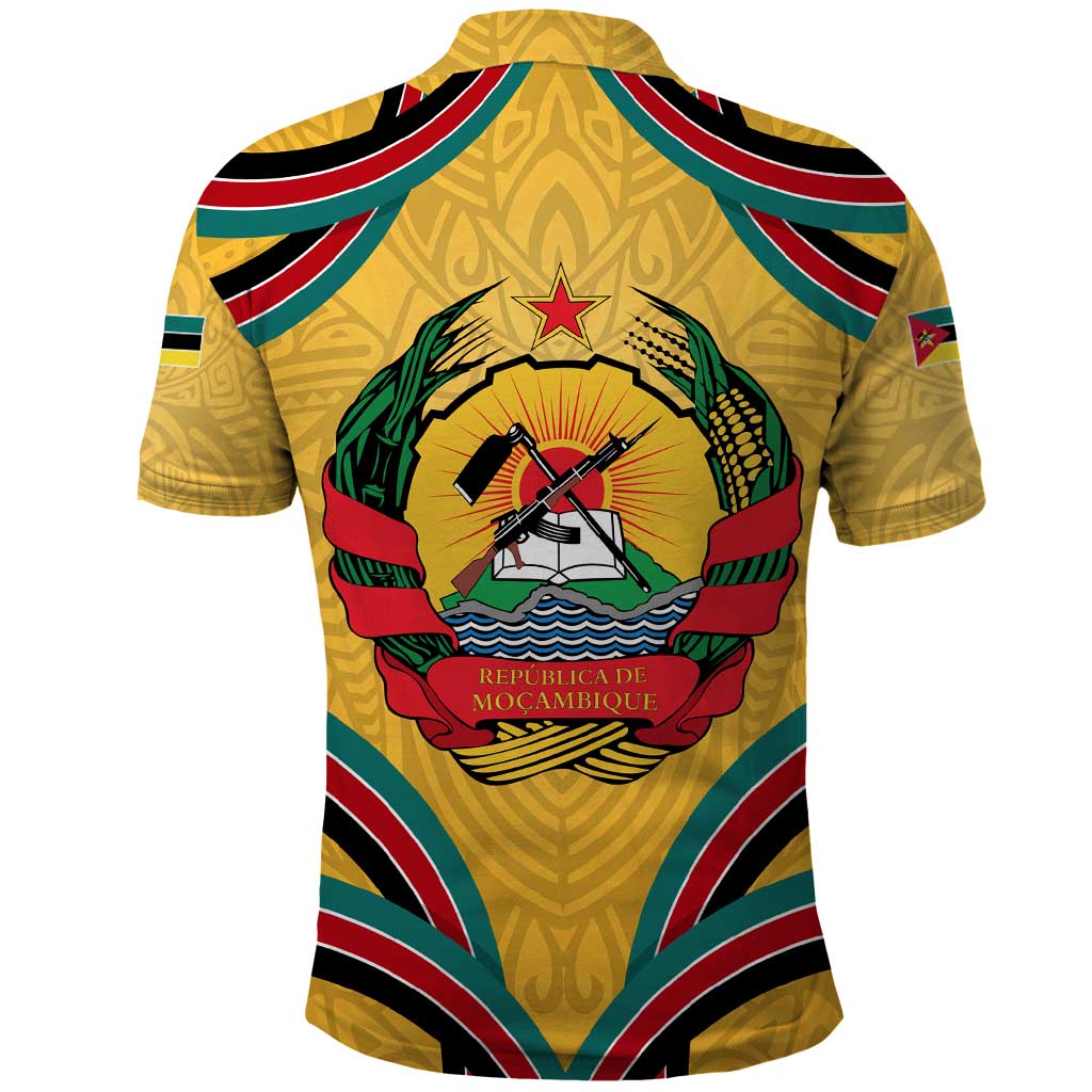 Mozambique Polo Shirt with Yellow Red Green Swirl Design and Independence Day - Wonder Print Shop