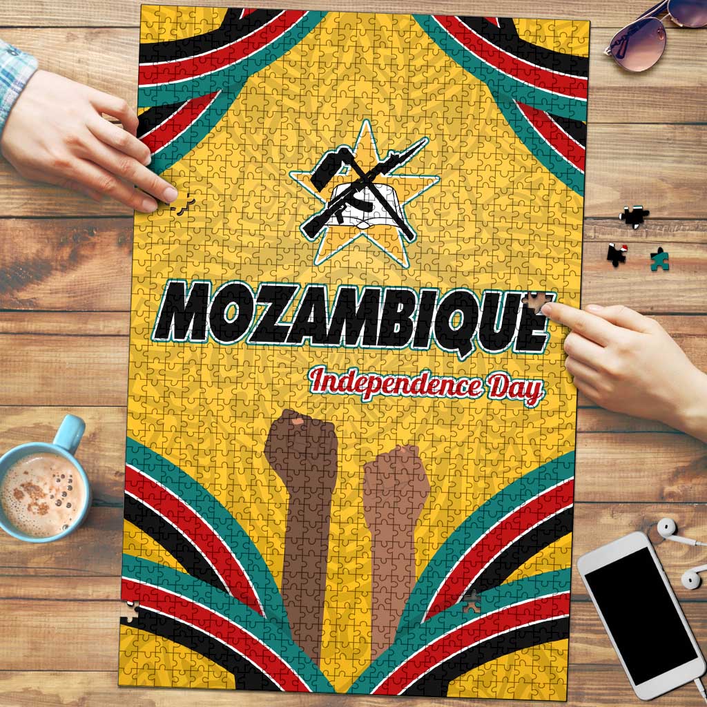 Mozambique Puzzle with Yellow Red Green Swirl Design and Independence Day - Wonder Print Shop