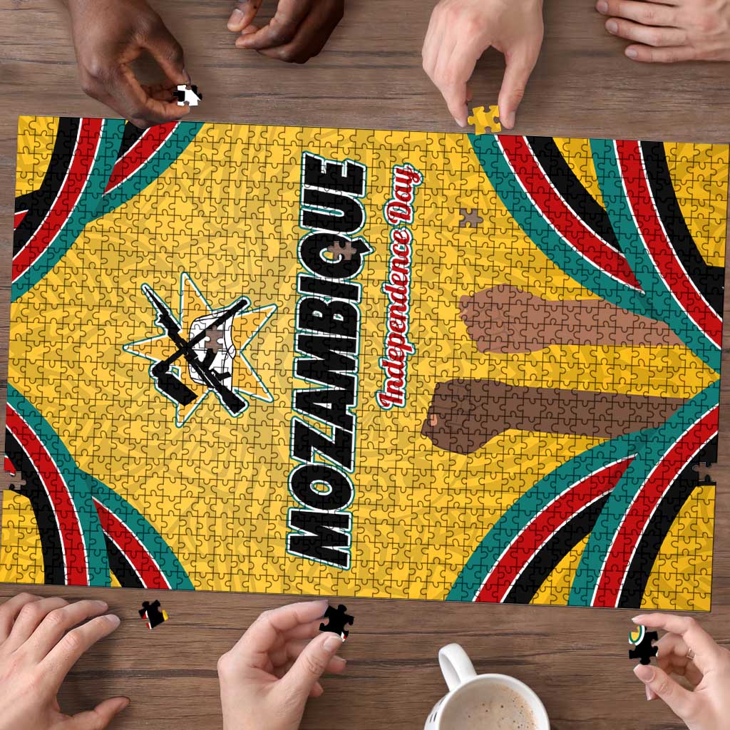 Mozambique Puzzle with Yellow Red Green Swirl Design and Independence Day - Wonder Print Shop