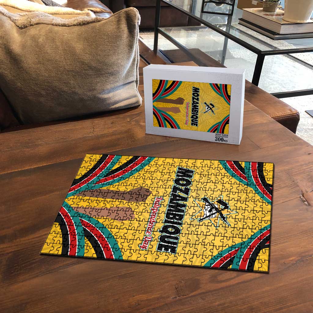 Mozambique Puzzle with Yellow Red Green Swirl Design and Independence Day - Wonder Print Shop