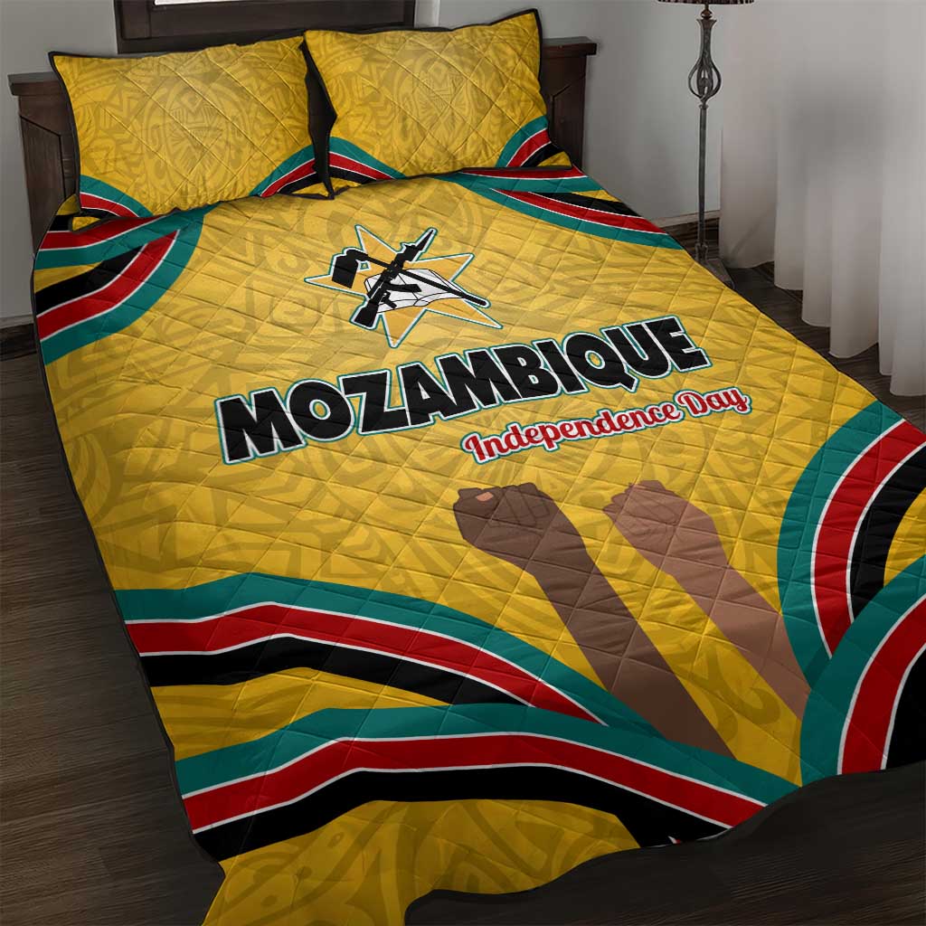 Mozambique Quilt Bed Set with Yellow Red Green Swirl Design and Independence Day - Wonder Print Shop