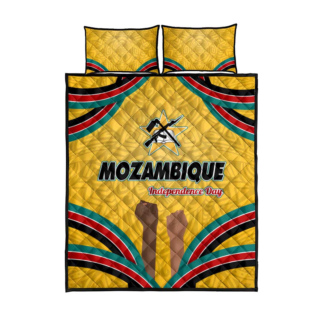Mozambique Quilt Bed Set with Yellow Red Green Swirl Design and Independence Day - Wonder Print Shop