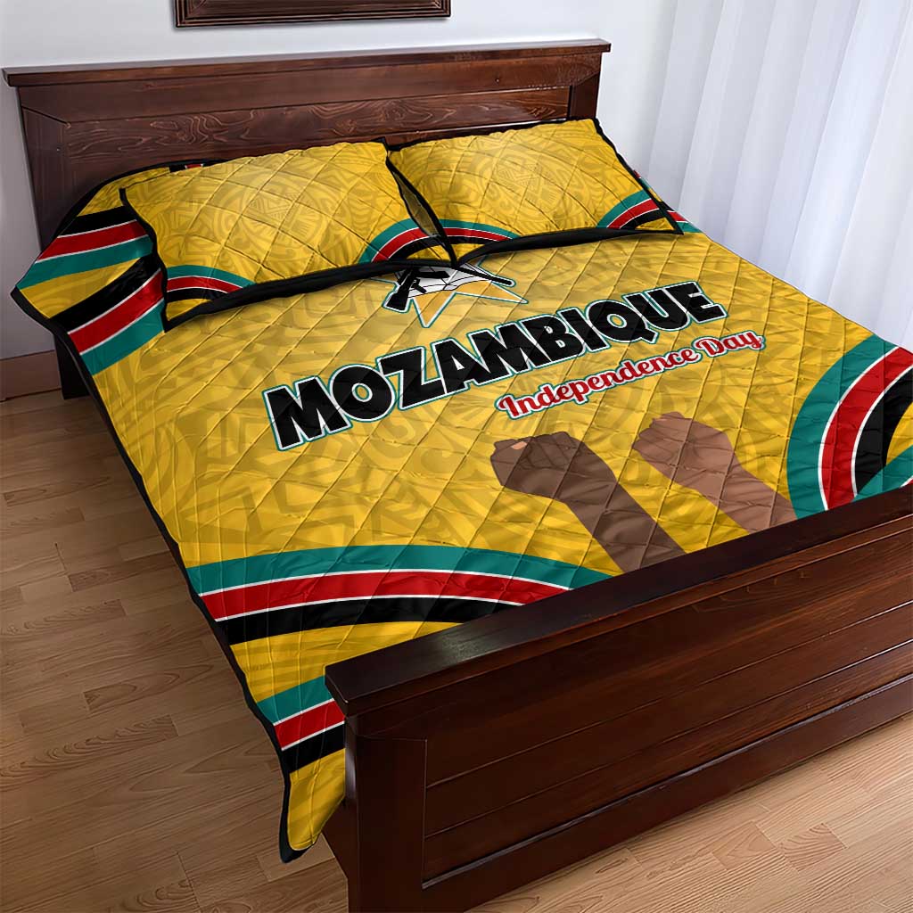 Mozambique Quilt Bed Set with Yellow Red Green Swirl Design and Independence Day - Wonder Print Shop