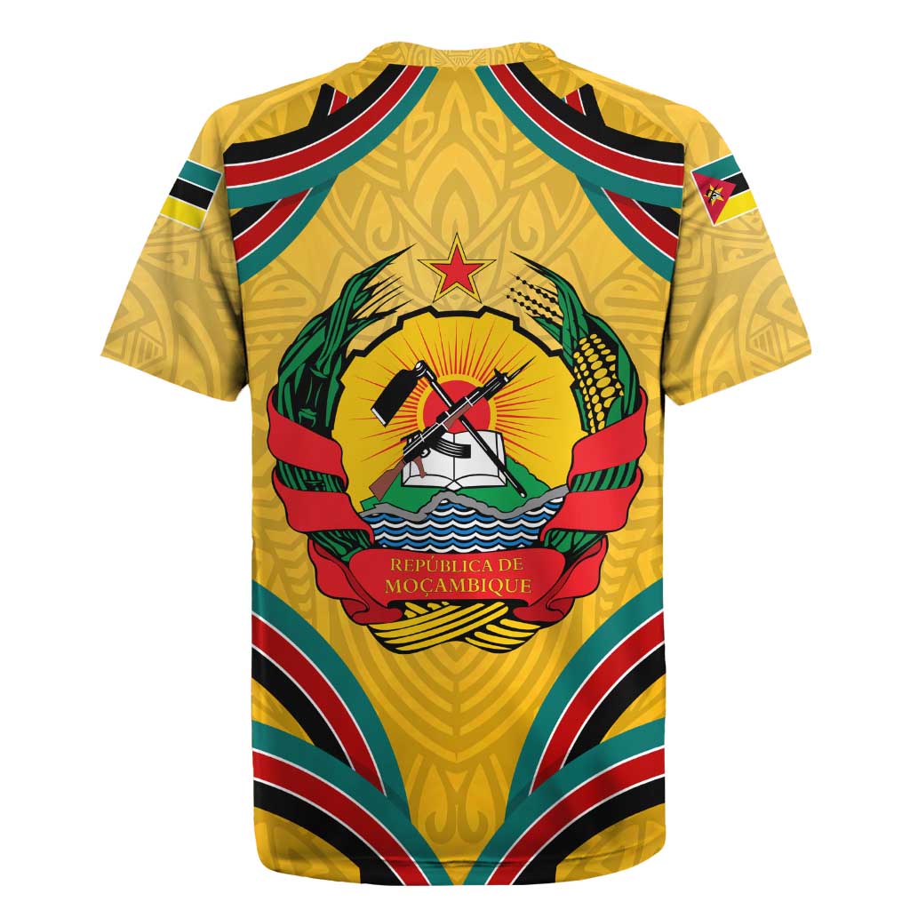 Mozambique Rugby Jersey with Yellow Red Green Swirl Design and Independence Day - Wonder Print Shop