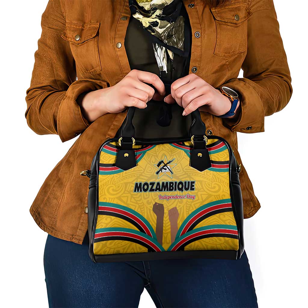 Mozambique Shoulder Handbag with Yellow Red Green Swirl Design and Independence Day - Wonder Print Shop