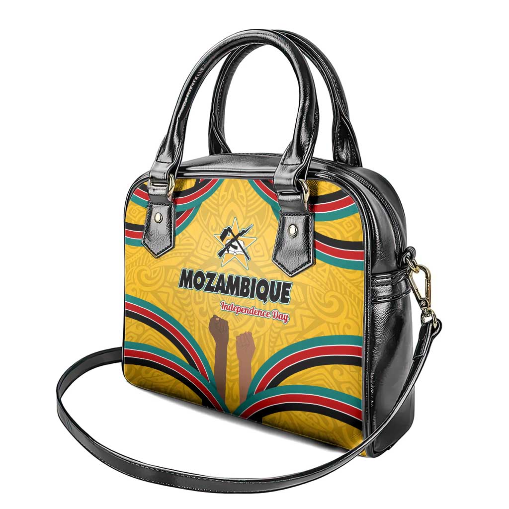 Mozambique Shoulder Handbag with Yellow Red Green Swirl Design and Independence Day - Wonder Print Shop