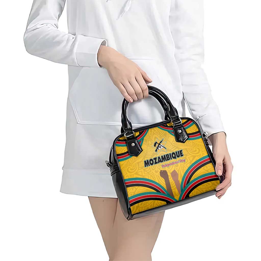 Mozambique Shoulder Handbag with Yellow Red Green Swirl Design and Independence Day - Wonder Print Shop