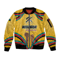 Mozambique Sleeve Zip Bomber Jacket with Yellow Red Green Swirl Design and Independence Day - Wonder Print Shop