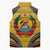 Mozambique Sleeveless Puffer Jacket with Yellow Red Green Swirl Design and Independence Day - Wonder Print Shop