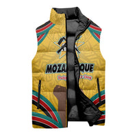 Mozambique Sleeveless Puffer Jacket with Yellow Red Green Swirl Design and Independence Day - Wonder Print Shop