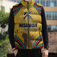 Mozambique Sleeveless Puffer Jacket with Yellow Red Green Swirl Design and Independence Day - Wonder Print Shop