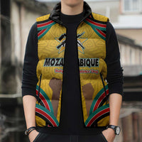 Mozambique Sleeveless Puffer Jacket with Yellow Red Green Swirl Design and Independence Day - Wonder Print Shop
