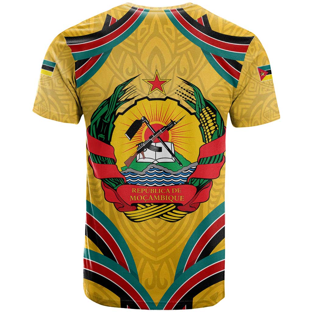 Mozambique T Shirt with Yellow Red Green Swirl Design and Independence Day - Wonder Print Shop