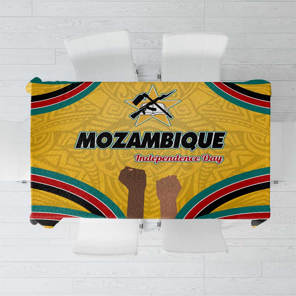 Mozambique Tablecloth with Yellow Red Green Swirl Design and Independence Day - Wonder Print Shop