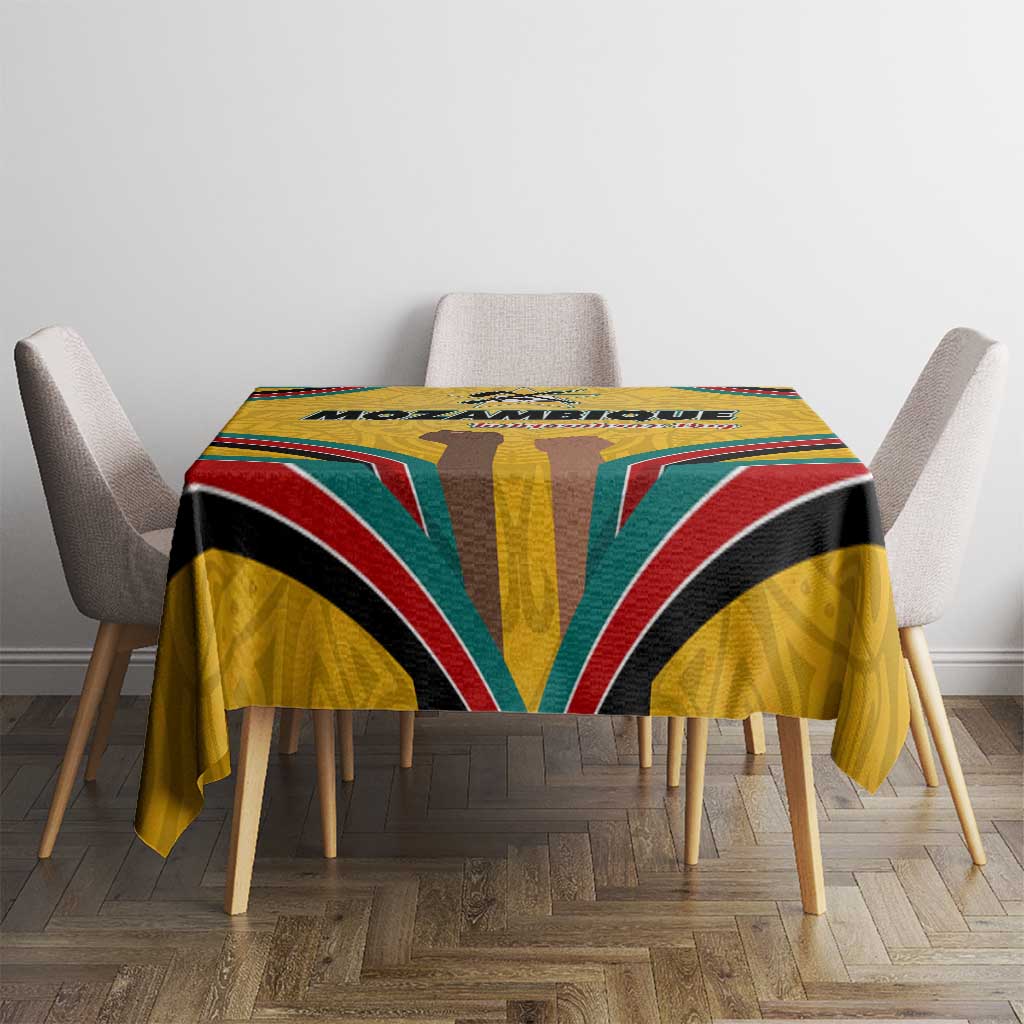 Mozambique Tablecloth with Yellow Red Green Swirl Design and Independence Day - Wonder Print Shop