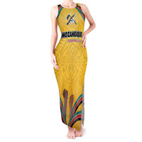 Mozambique Tank Maxi Dress with Yellow Red Green Swirl Design and Independence Day - Wonder Print Shop