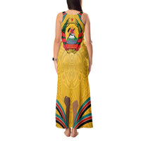 Mozambique Tank Maxi Dress with Yellow Red Green Swirl Design and Independence Day - Wonder Print Shop