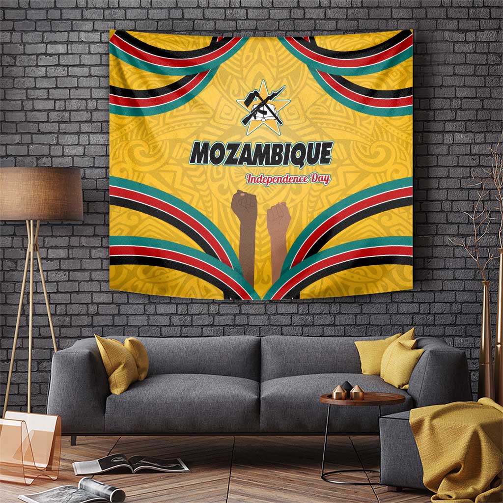 Mozambique Tapestry with Yellow Red Green Swirl Design and Independence Day - Wonder Print Shop